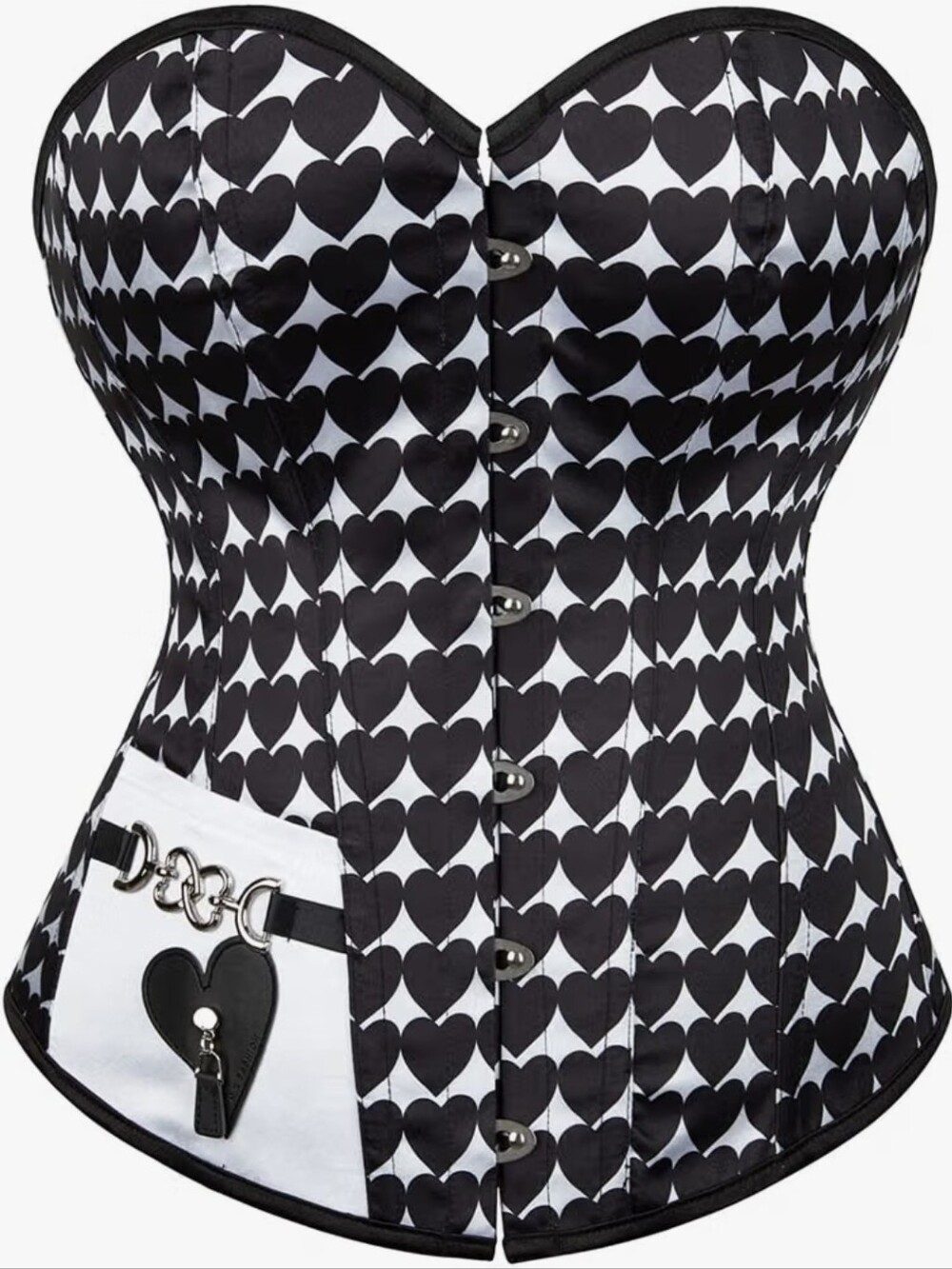 Women's Heart Print Overbust Lace Up Back Corset for Renaissance Gothic Costume